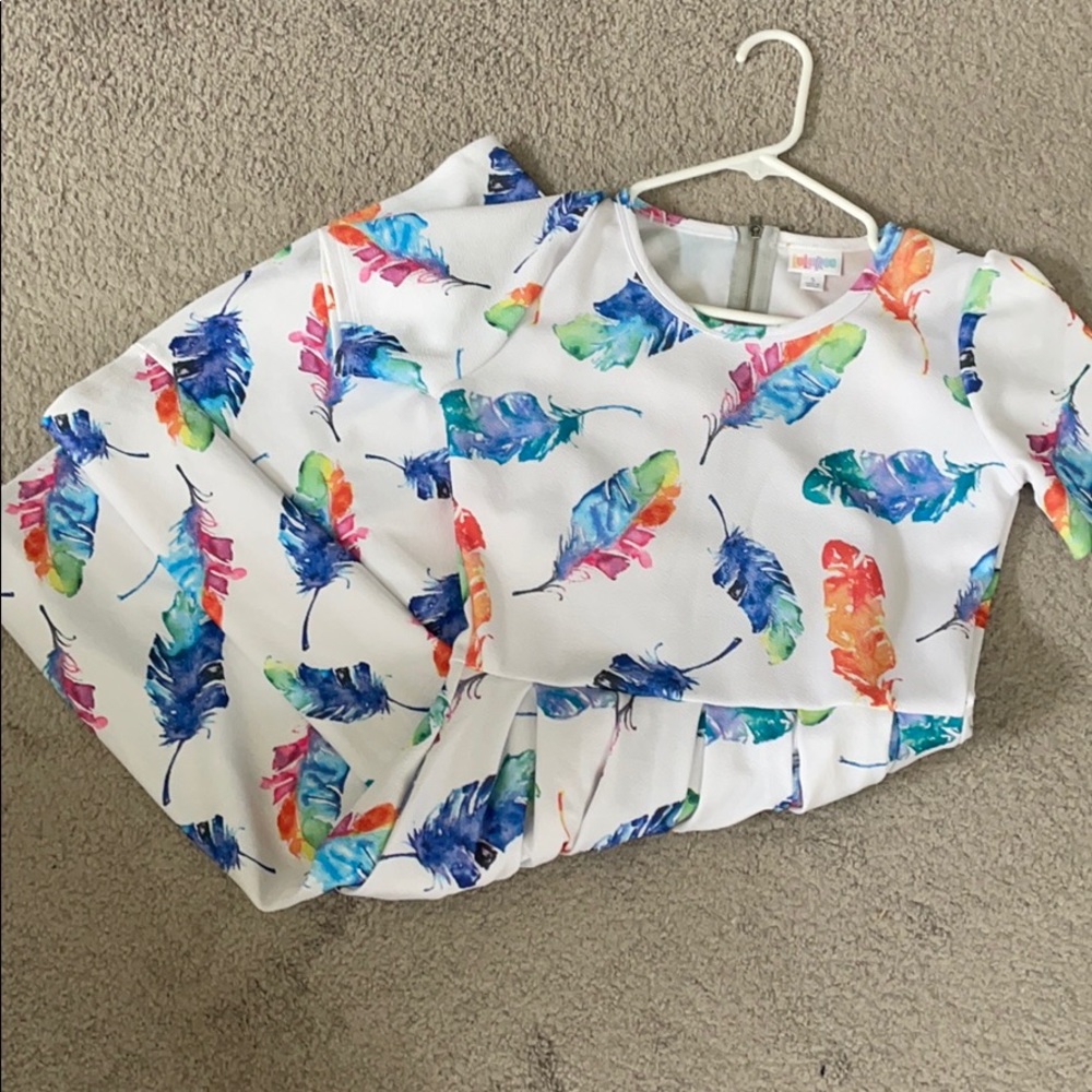 EUC small Lularoe watercolor feather Amelia dress